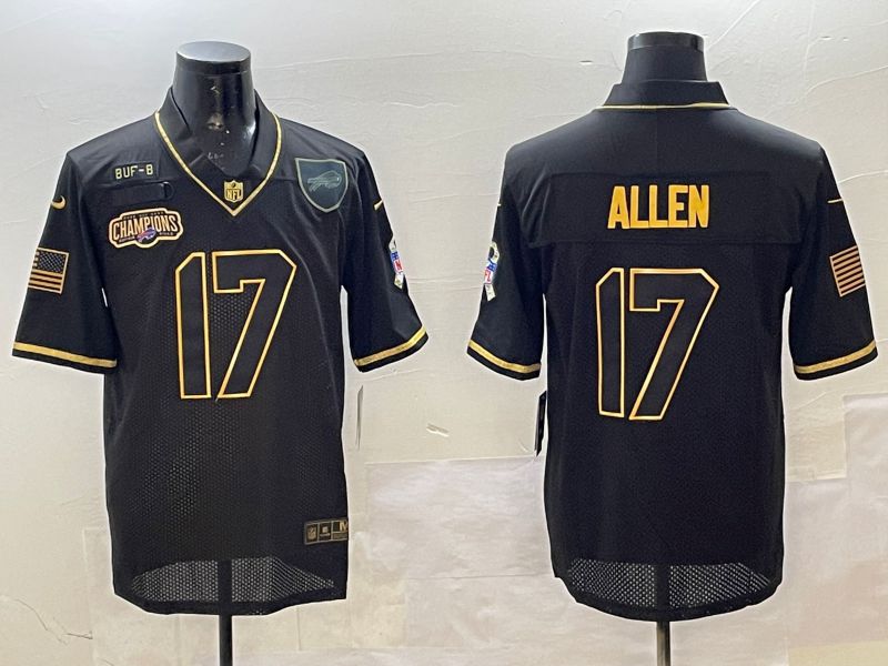 Men Buffalo Bills #17 Allen Black Gold 2025 Nike Limited NFL Jersey style 2